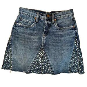 RARE!!! BLANK NYC Studded Denim Jean Mini Skirt  - size 24